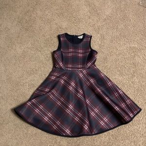 Lands End Scuba Knit Plaid Dress Girls 12